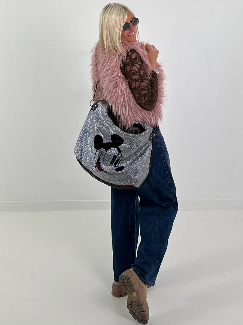 Stylische Tasche mit Strassdetails - schwarz-silber