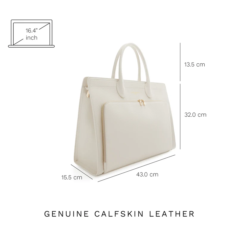 Isabel Bernard Honoré Nadine Creme Kalbsleder Handtasche IB25052
