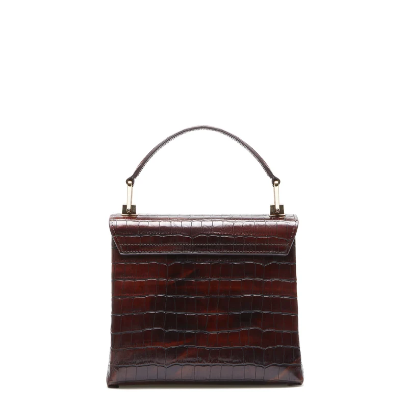Isabel Bernard Femme Forte Heline Kroko Braun Kalbsleder Handtasche IB21013