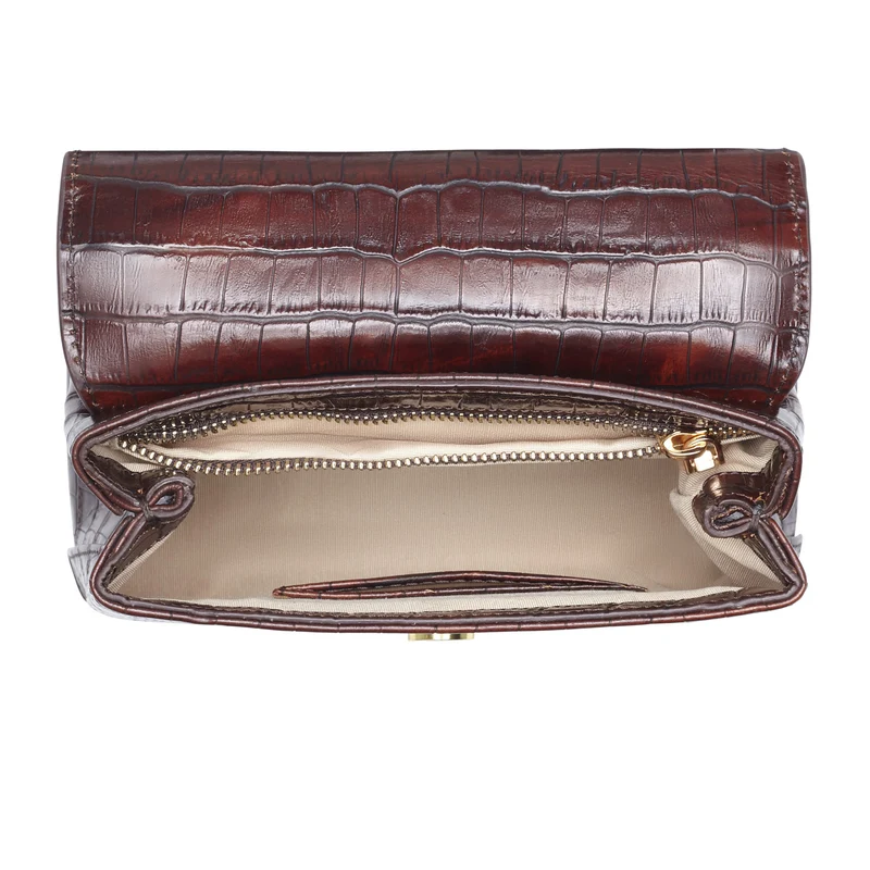 Isabel Bernard Femme Forte Heline Kroko Braun Kalbsleder Handtasche IB21013