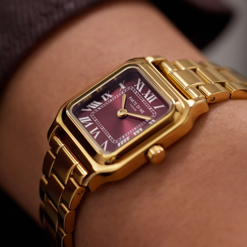 Parte di Me Orologio rectangular ladies watch gold and bordeaux PDM09037