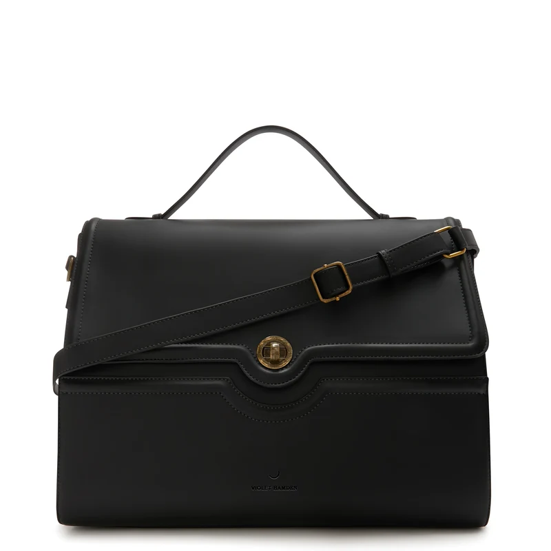 Violet Hamden Essential Bag Schwarze Handtasche mit 16.4-Zoll-Laptopfach VH21005