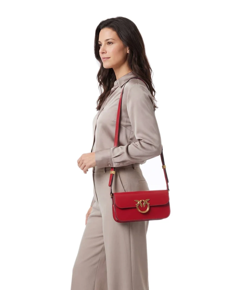 Pinko Love Box Horizontal Umhängetasche rosso rio/antique gold
