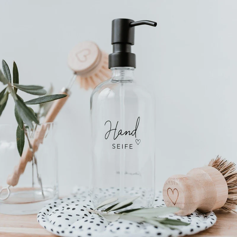 Seifenspender Handseife aus transparentem Glas 500ml