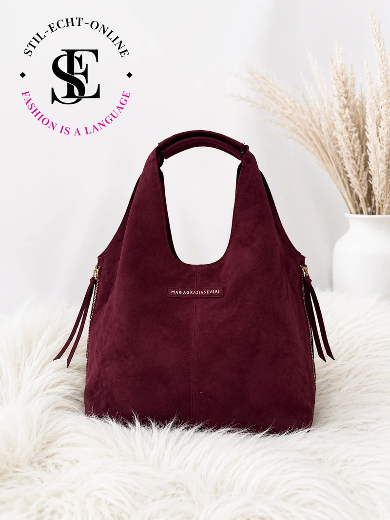 Tasche in Wildleder-Optik - bordeaux