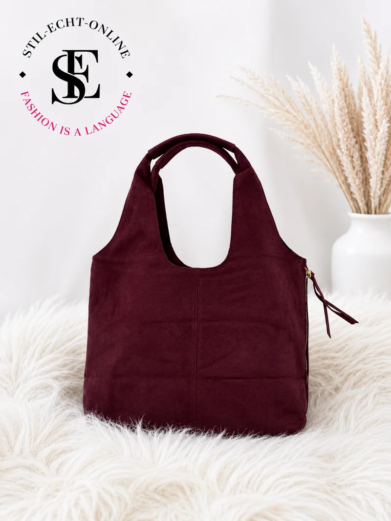 Tasche in Wildleder-Optik - bordeaux