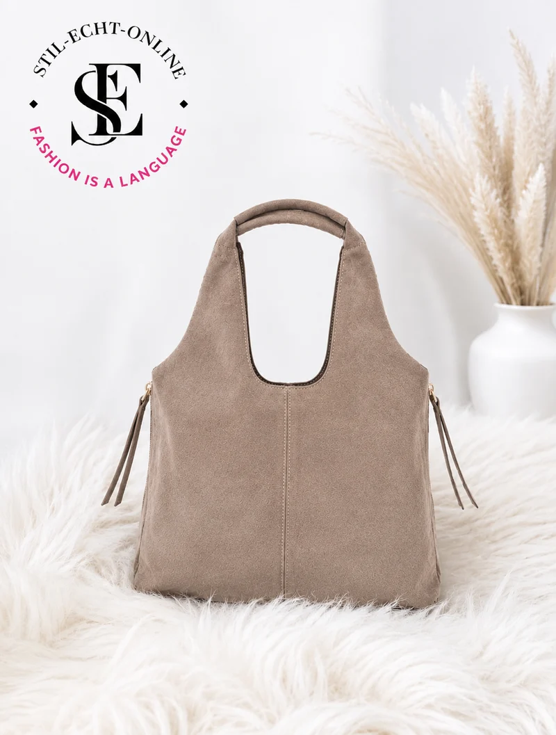 Tasche in Wildleder-Optik - taupe