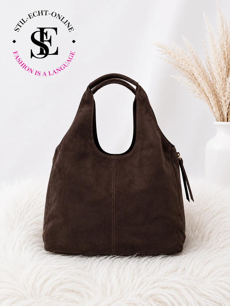 Tasche in Wildleder-Optik - mokka
