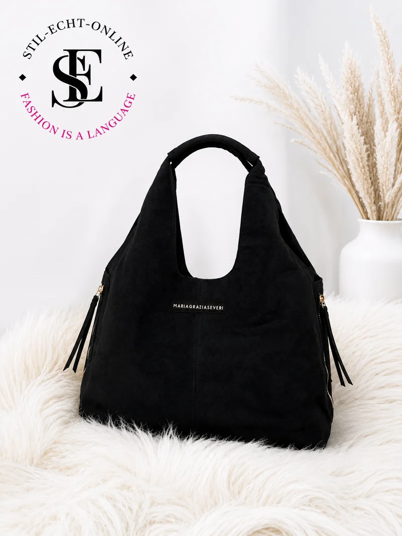Tasche in Wildleder-Optik - schwarz