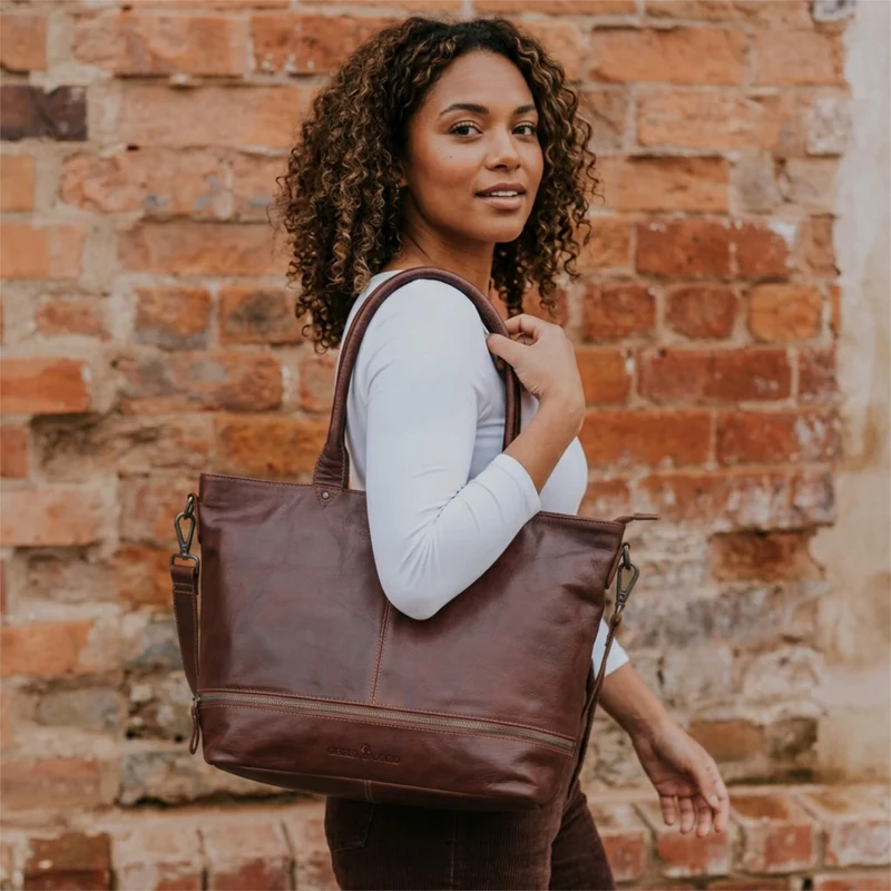 Sofi Handtasche Damen Leder Shopper Tasche mit Reißverschluss XL