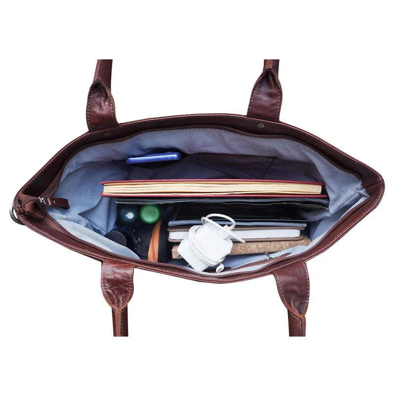 Sofi Handtasche Damen Leder Shopper Tasche mit Reißverschluss XL