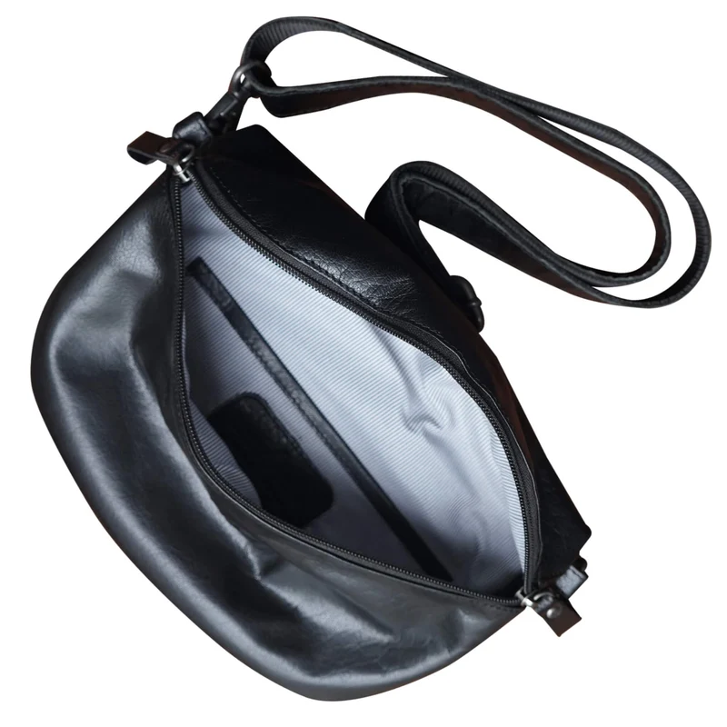 Zoe Gürteltasche Herren Klein Leder Bauchtasche Damen Schwarz