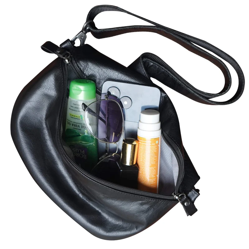 Zoe Gürteltasche Herren Klein Leder Bauchtasche Damen Schwarz