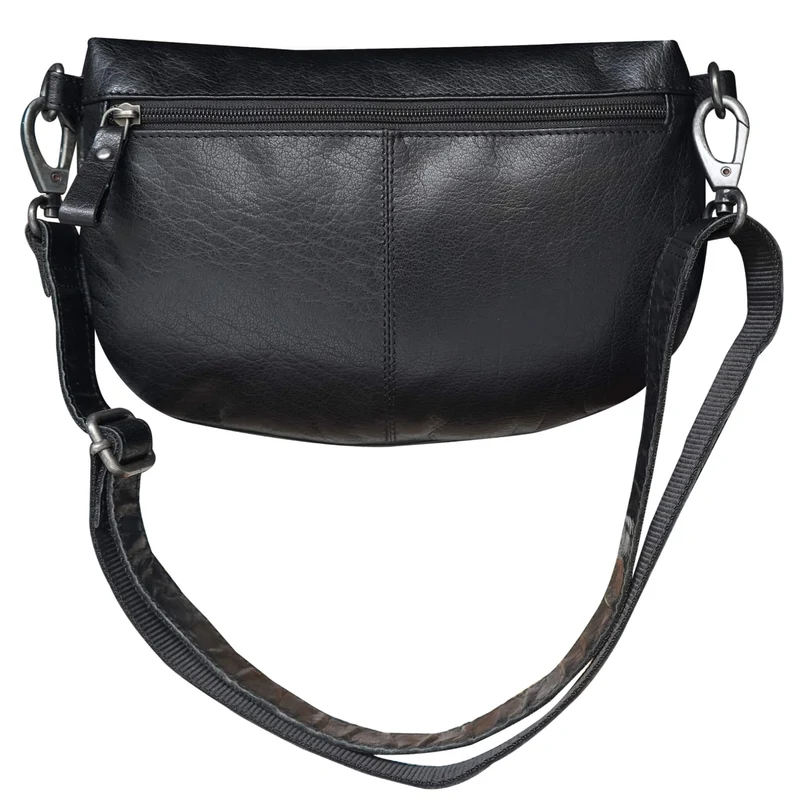 Zoe Gürteltasche Herren Klein Leder Bauchtasche Damen Schwarz