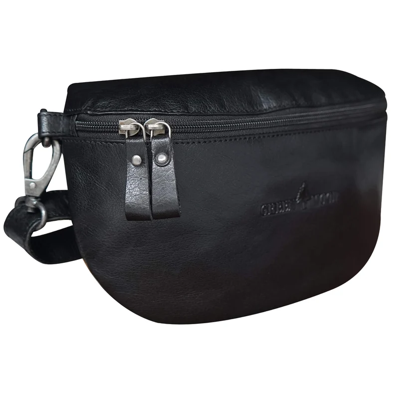 Zoe Gürteltasche Herren Klein Leder Bauchtasche Damen Schwarz