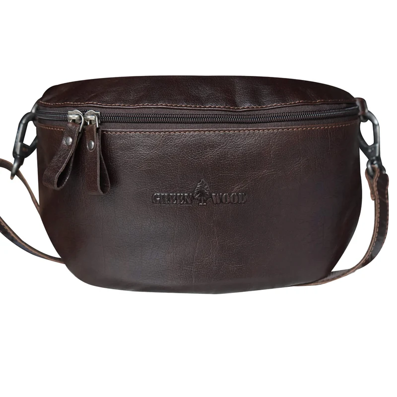 Zoe Gürteltasche Herren Klein Leder Bauchtasche Damen Schwarz