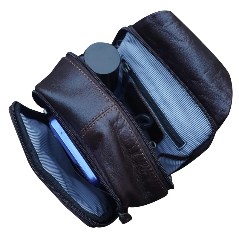 Ted Crossbody Sling Bag Herren Leder Crossbody Tasche Braun Damen