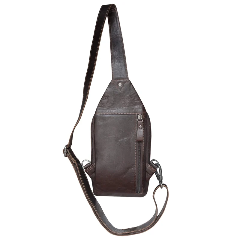 Ted Crossbody Sling Bag Herren Leder Crossbody Tasche Braun Damen