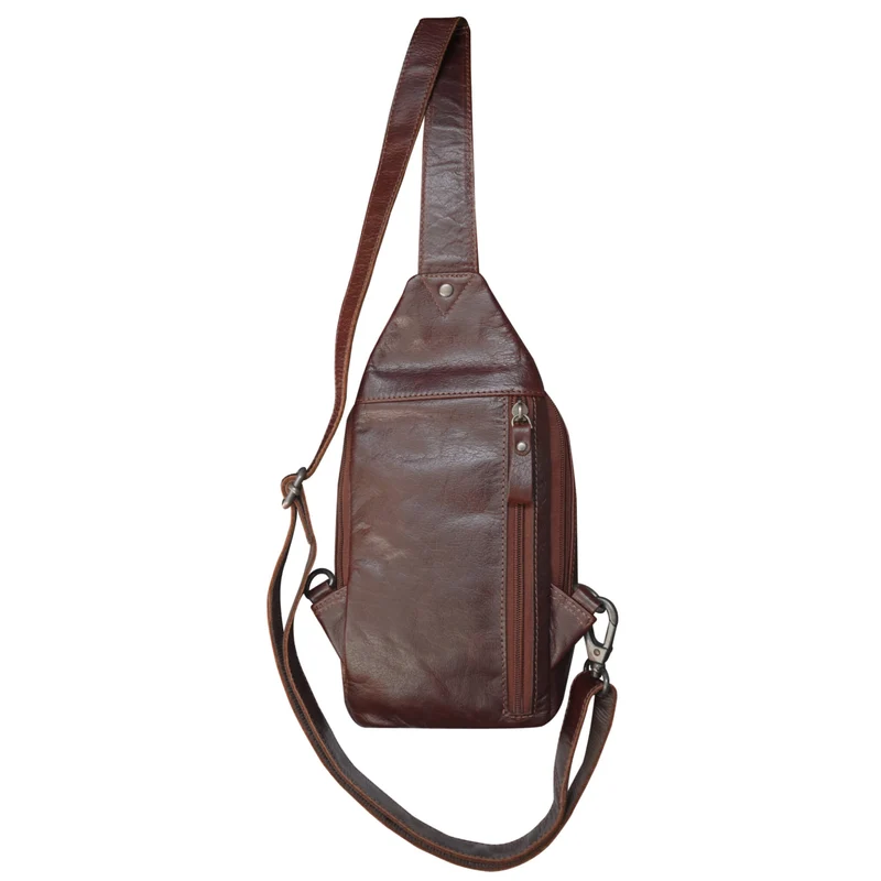 Ted Crossbody Sling Bag Herren Leder Crossbody Tasche Braun Damen