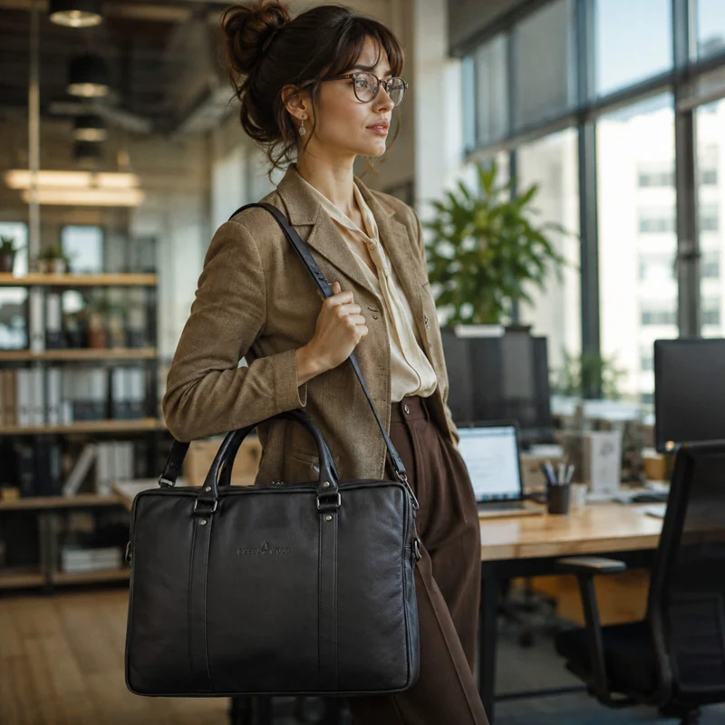 Riley Aktentasche Damen Modern Leder Laptoptasche 15,6 Zoll Herren