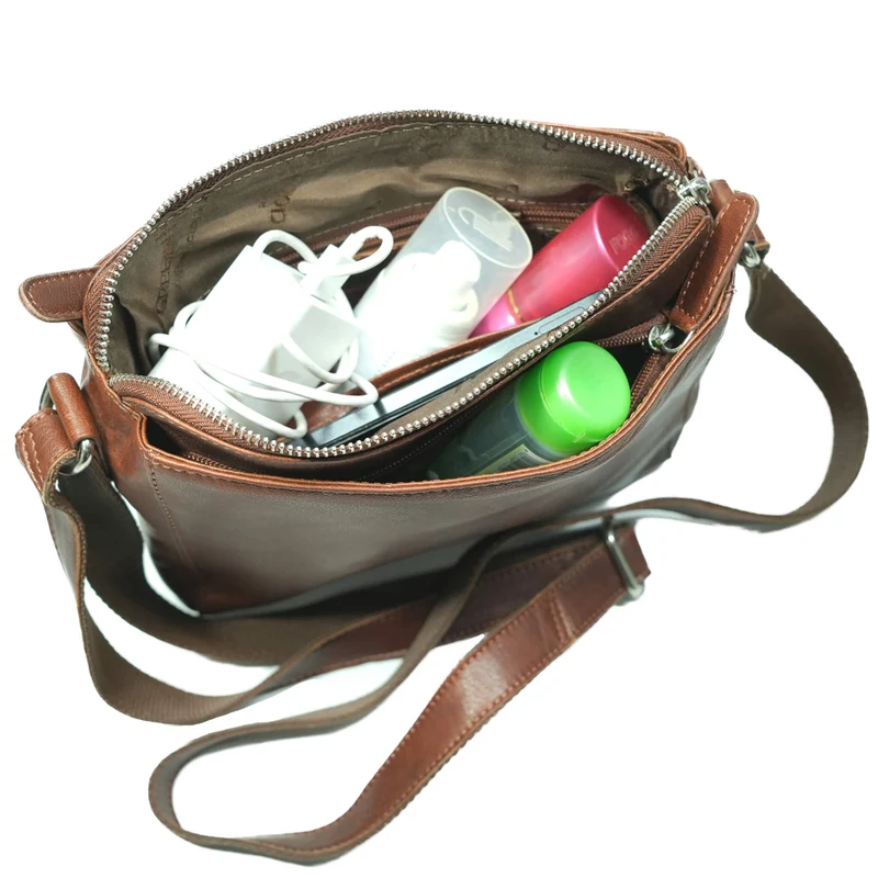 Inga Umhängetasche Damen Cognac Crossbody Tasche Leder