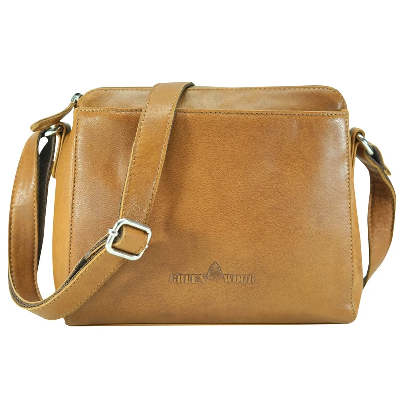 Inga Umhängetasche Damen Cognac Crossbody Tasche Leder