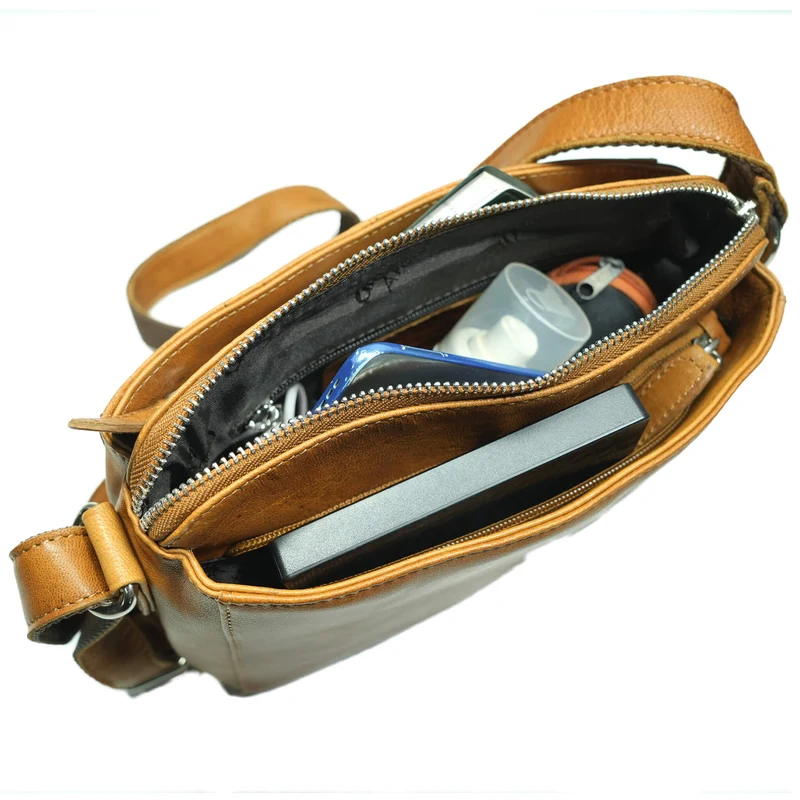 Inga Umhängetasche Damen Cognac Crossbody Tasche Leder