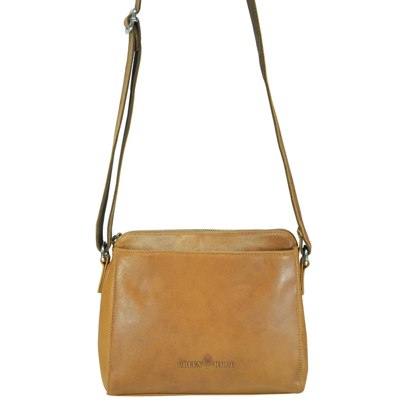 Inga Umhängetasche Damen Cognac Crossbody Tasche Leder