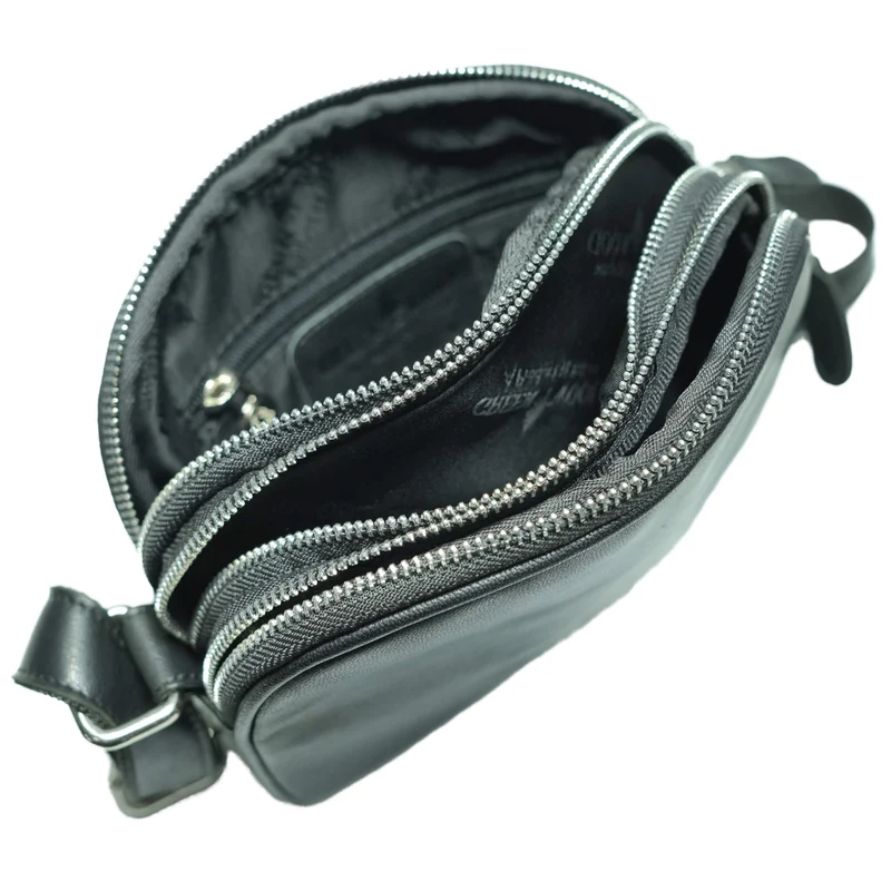 Vigi Umhängetasche Schwarz Damen Leder Crossbody Tasche Klein