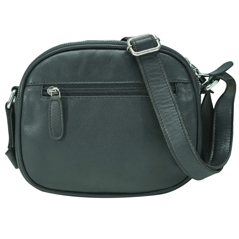 Vigi Umhängetasche Schwarz Damen Leder Crossbody Tasche Klein