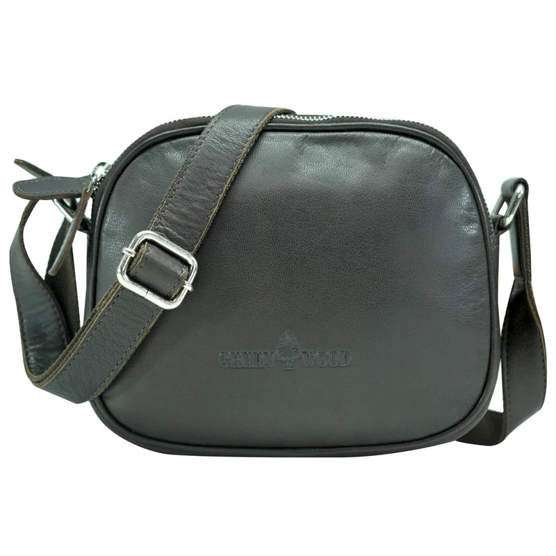 Vigi Umhängetasche Schwarz Damen Leder Crossbody Tasche Klein