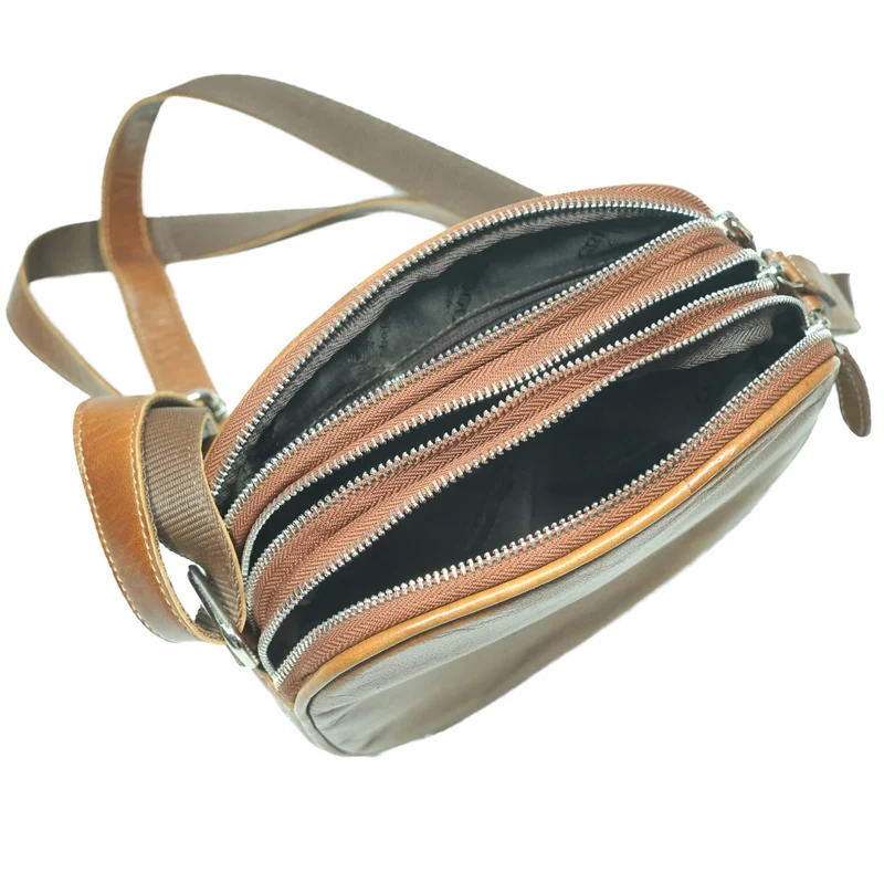 Vigi Umhängetasche Schwarz Damen Leder Crossbody Tasche Klein