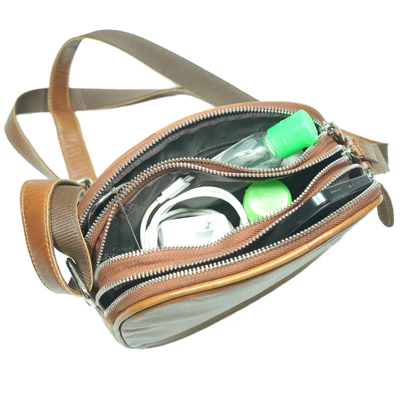 Vigi Umhängetasche Schwarz Damen Leder Crossbody Tasche Klein