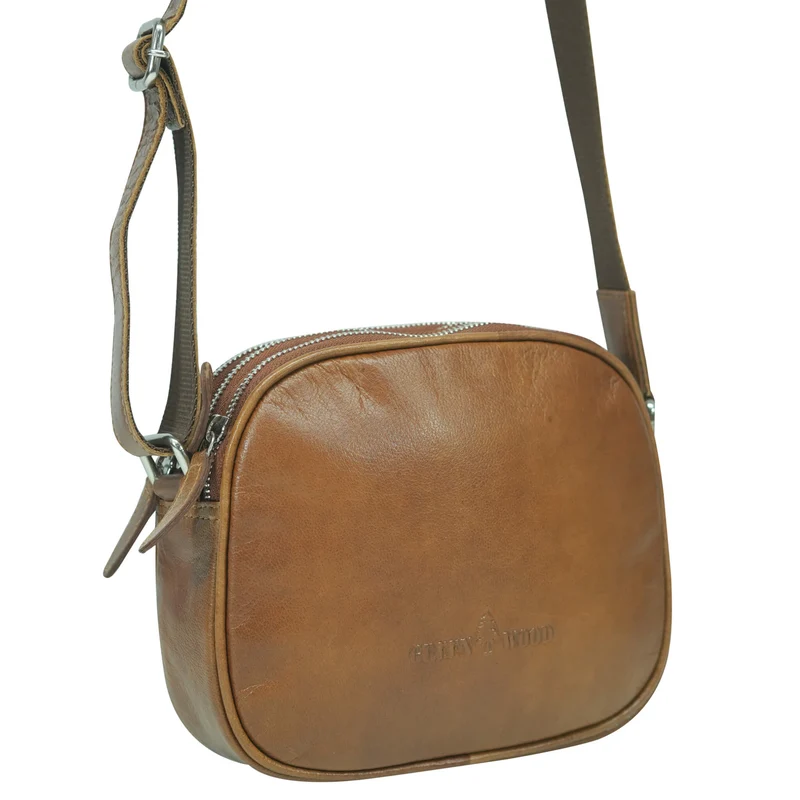 Vigi Umhängetasche Schwarz Damen Leder Crossbody Tasche Klein