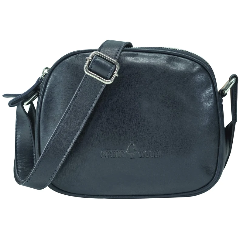 Vigi Umhängetasche Schwarz Damen Leder Crossbody Tasche Klein