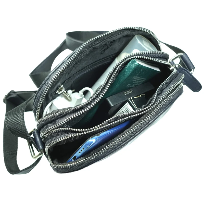 Vigi Umhängetasche Schwarz Damen Leder Crossbody Tasche Klein