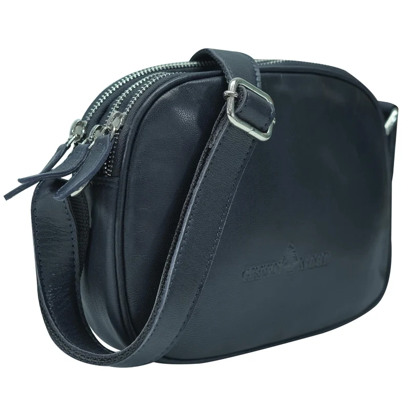 Vigi Umhängetasche Schwarz Damen Leder Crossbody Tasche Klein