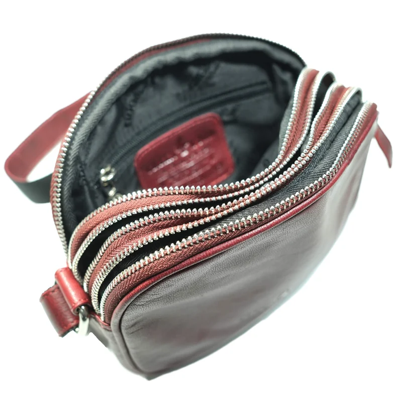 Vigi Umhängetasche Schwarz Damen Leder Crossbody Tasche Klein