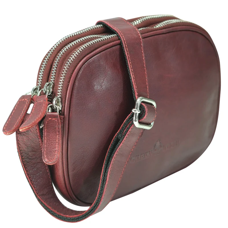 Vigi Umhängetasche Schwarz Damen Leder Crossbody Tasche Klein