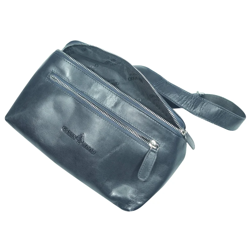 Ivar Herren Bauchtasche Leder Gürteltasche Blau Damen