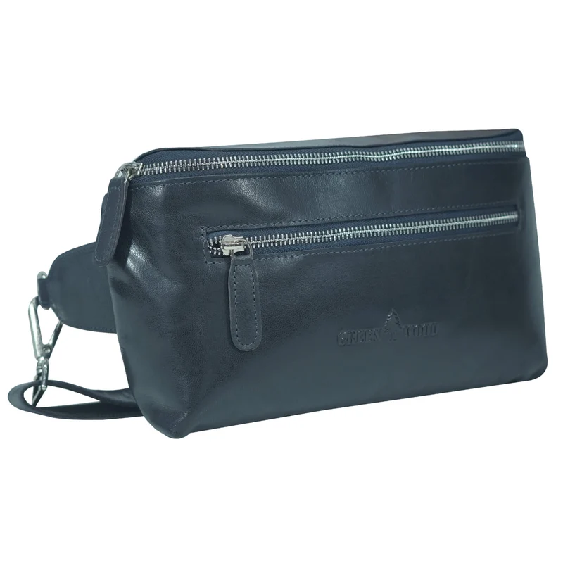 Ivar Herren Bauchtasche Leder Gürteltasche Blau Damen