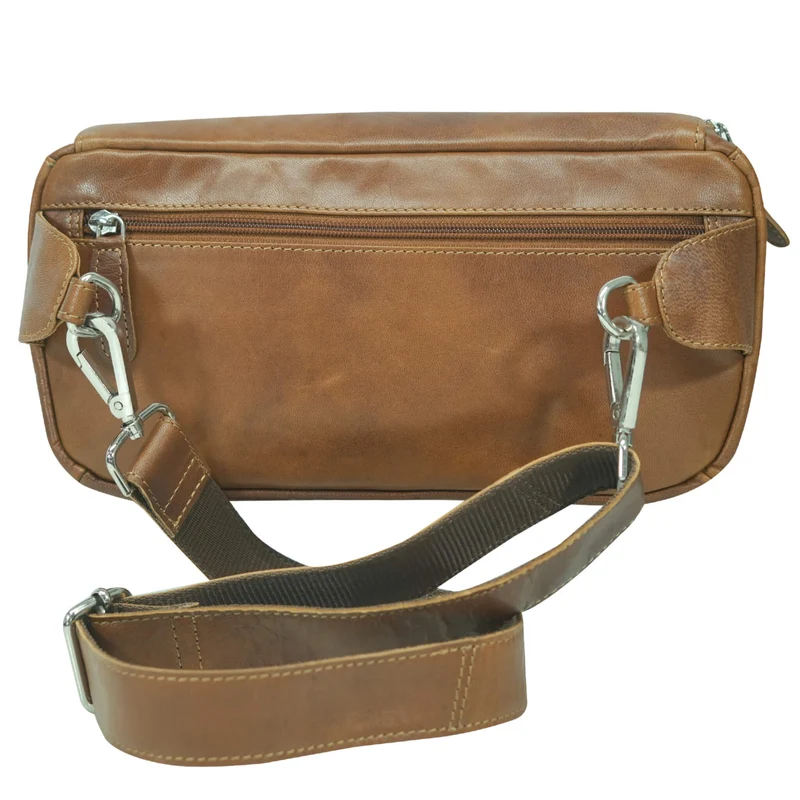 Ivar Herren Bauchtasche Leder Gürteltasche Blau Damen