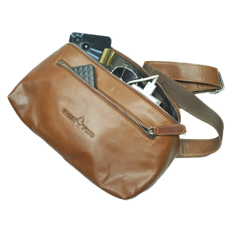 Ivar Herren Bauchtasche Leder Gürteltasche Blau Damen