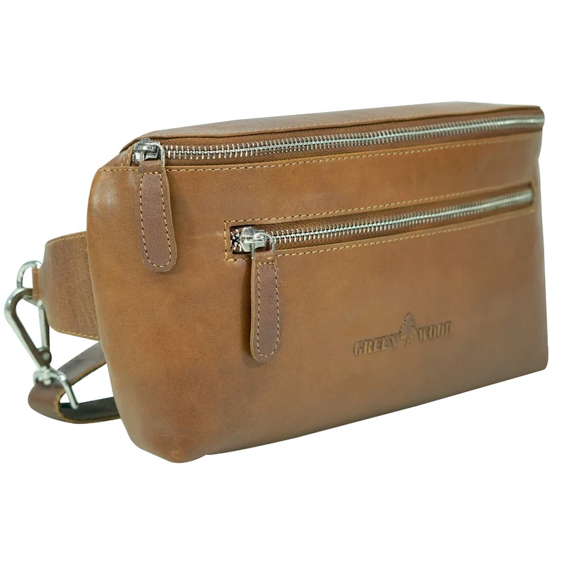 Ivar Herren Bauchtasche Leder Gürteltasche Blau Damen