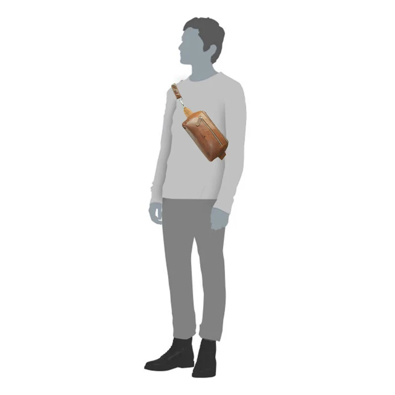Ivar Herren Bauchtasche Leder Gürteltasche Blau Damen