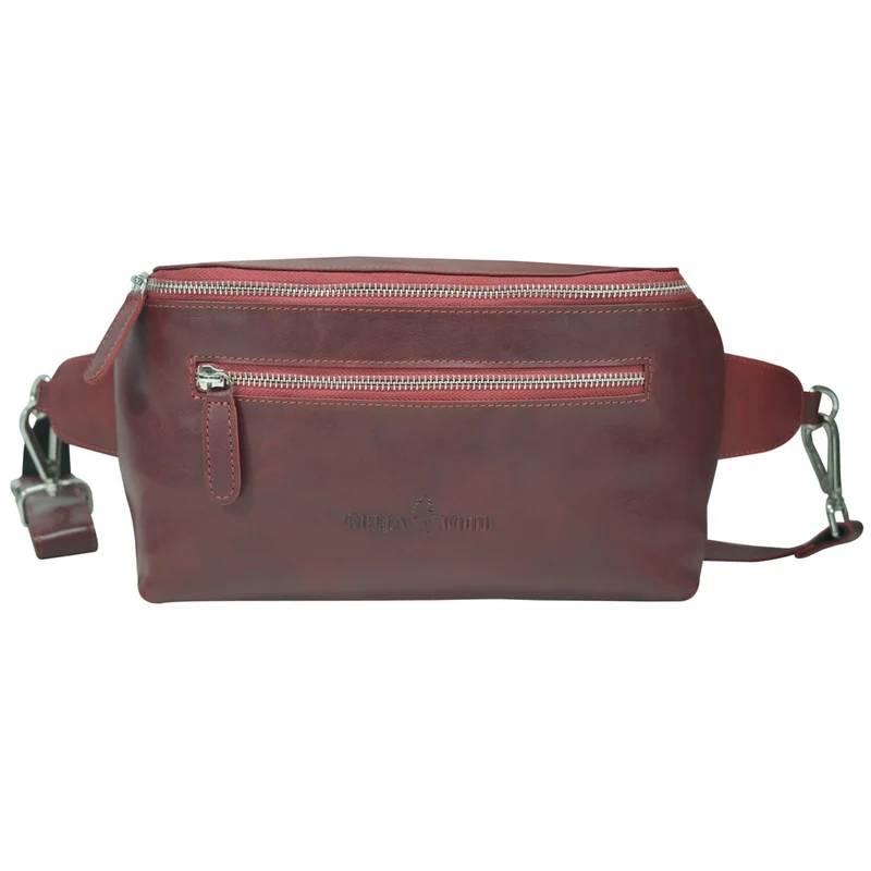 Ivar Herren Bauchtasche Leder Gürteltasche Blau Damen