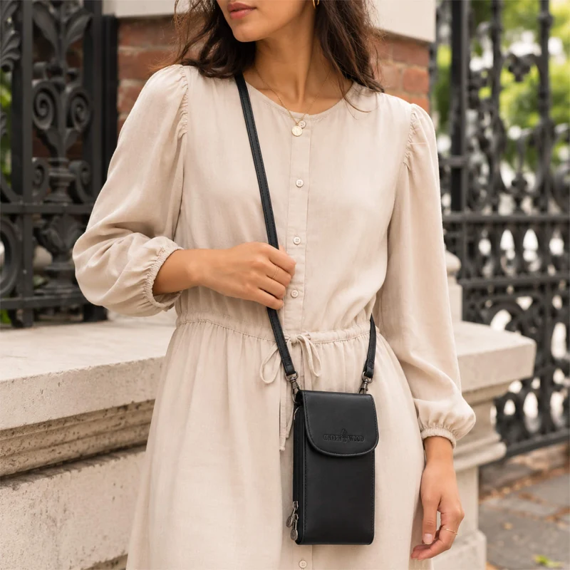 Cole Handytasche Leder zum Umhängen Mini Tasche Schwarz