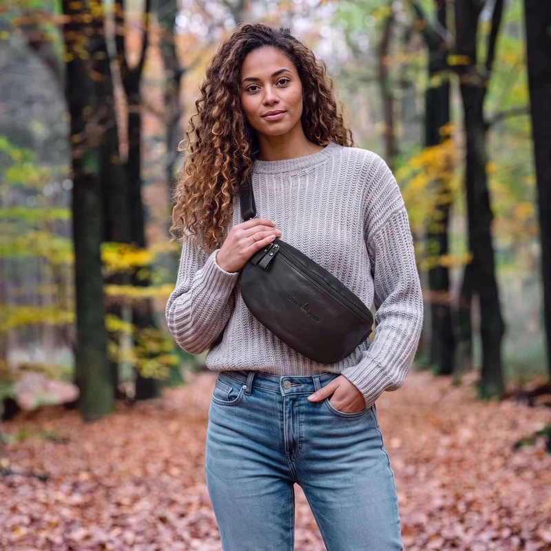 Zoe Bauchtasche Groß Herren Leder Gürteltasche Damen