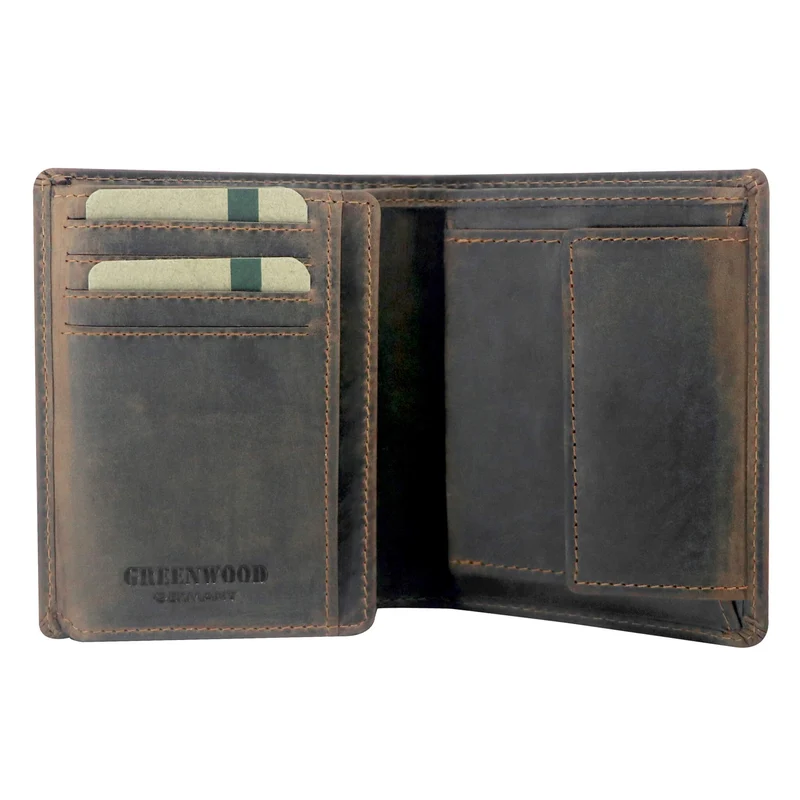 Ned Herren Brieftasche Leder Hochformat RFID Geldbörse