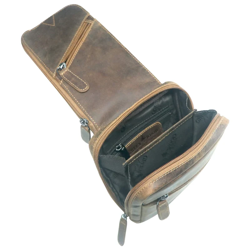 Jim Brusttasche Männer mit Handyfach Leder Sling Bag Damen